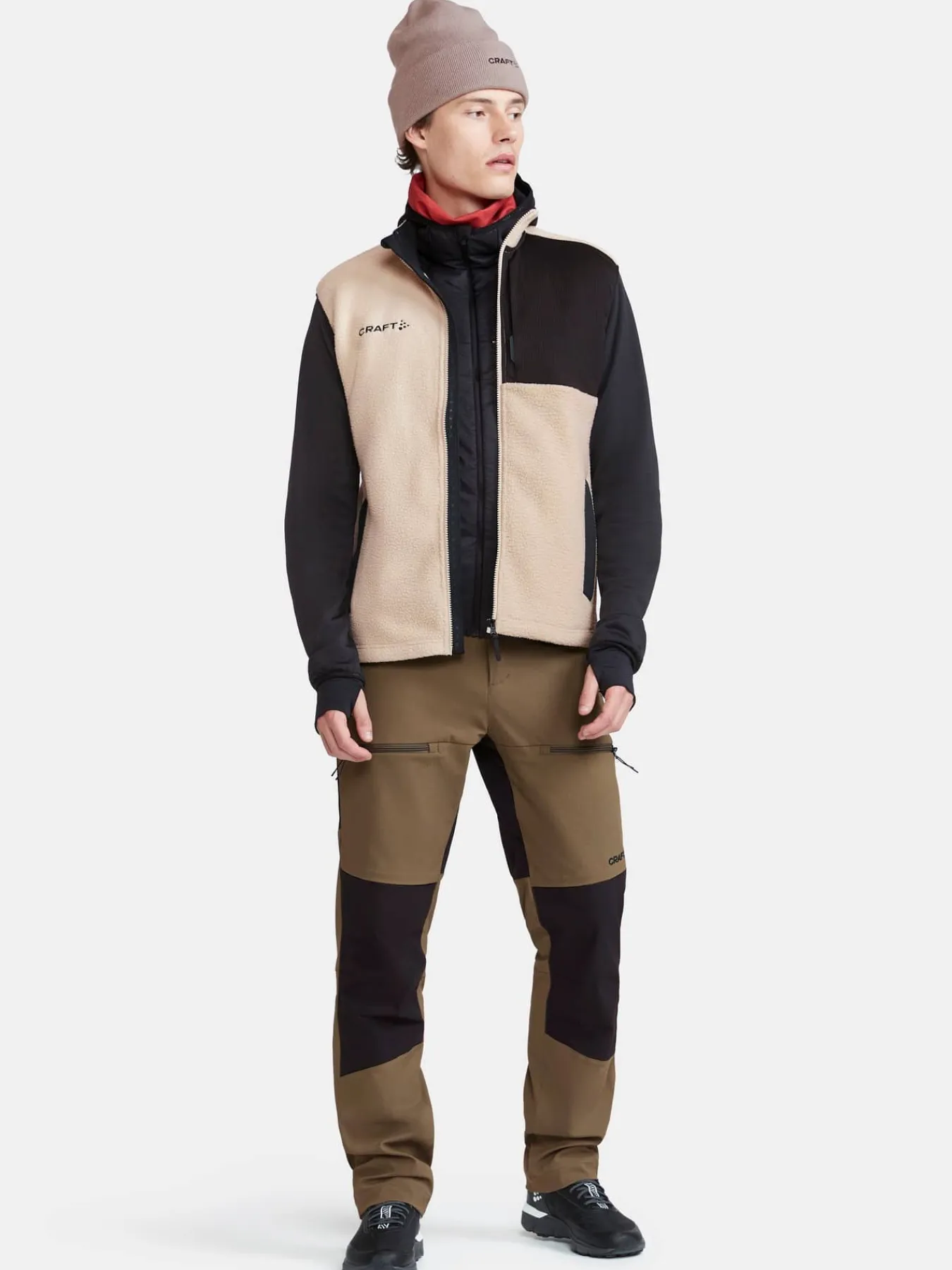 Craft Sportswear Mellanlager & Fleece|Mellanlager^ADV Explore Pile Fleece Vest M Ecru-Black