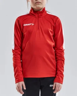 Craft Sportswear T-Shirt^Progress Halfzip Ls Tee Jr Bright Red