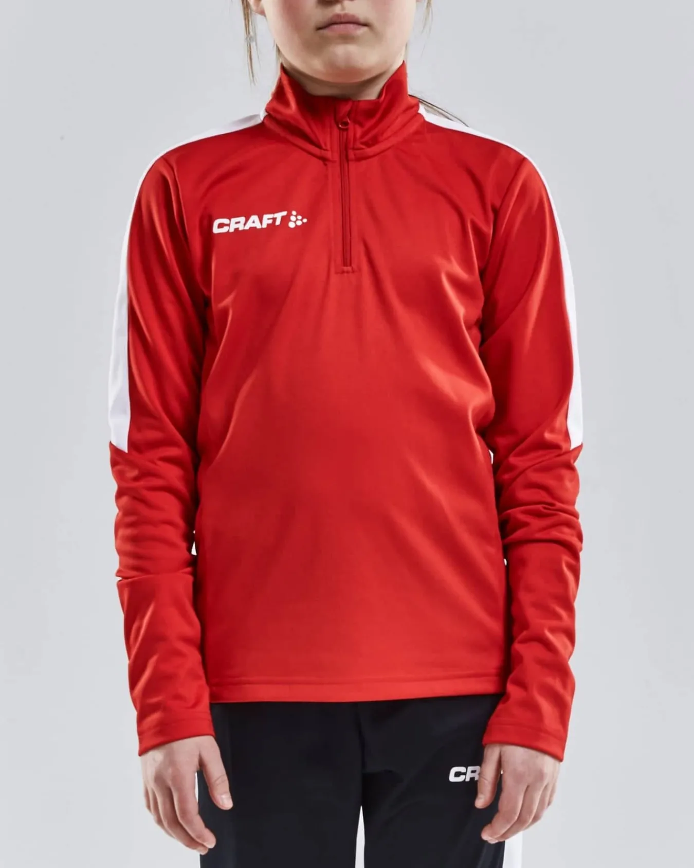 Craft Sportswear T-Shirt^Progress Halfzip Ls Tee Jr Bright Red