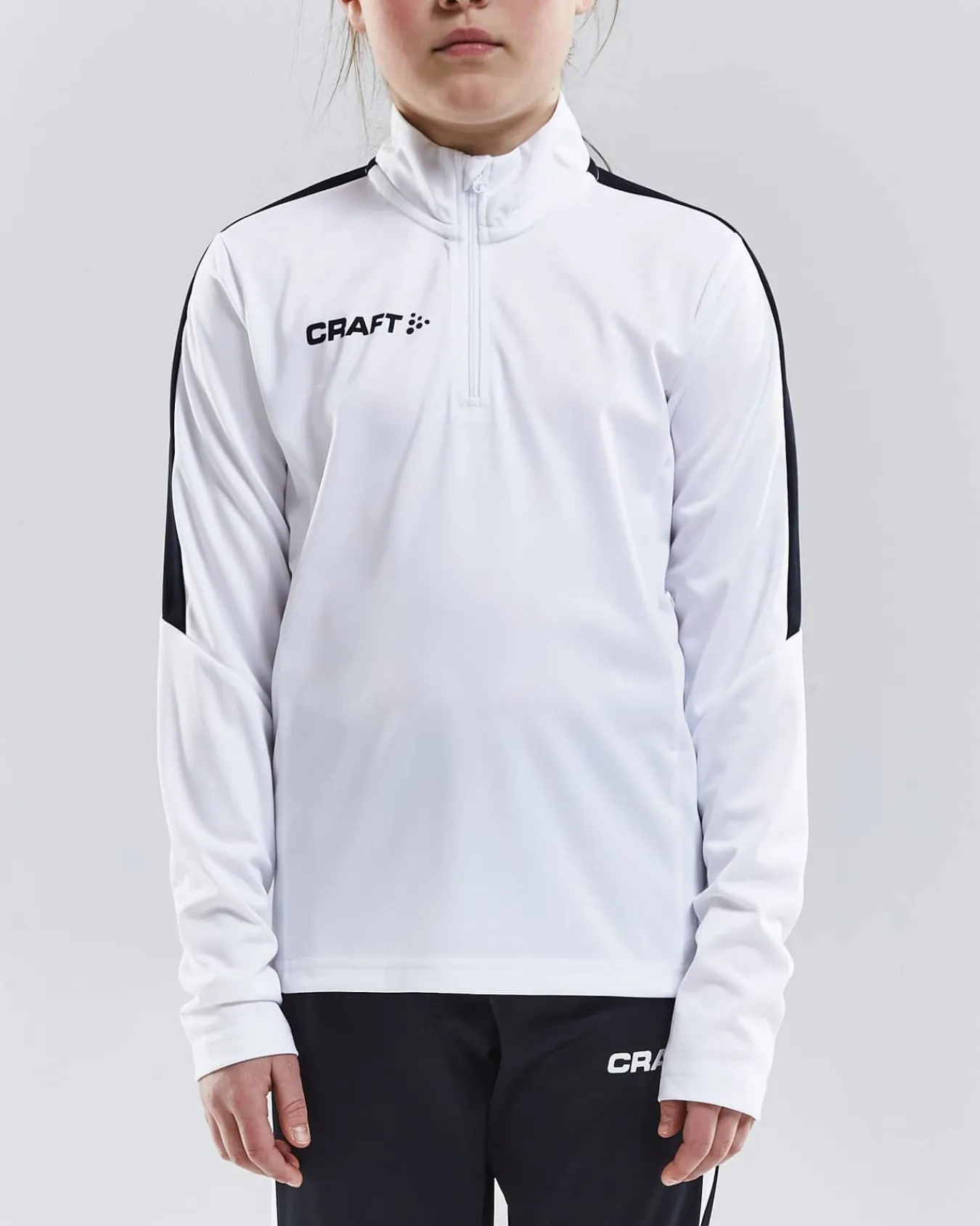 Craft Sportswear T-Shirt^Progress Halfzip Ls Tee Jr White