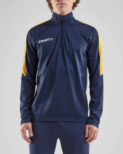 Craft Sportswear T-Shirts & Tröjor|Teamwear^Progress Halfzip Ls Tee M Navy/Sweden Yellow