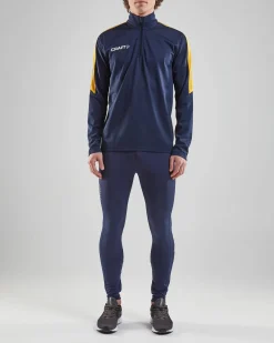 Craft Sportswear T-Shirts & Tröjor|Teamwear^Progress Halfzip Ls Tee M Navy/Sweden Yellow
