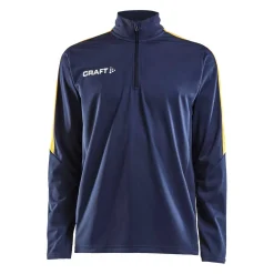 Craft Sportswear T-Shirts & Tröjor|Teamwear^Progress Halfzip Ls Tee M Navy/Sweden Yellow