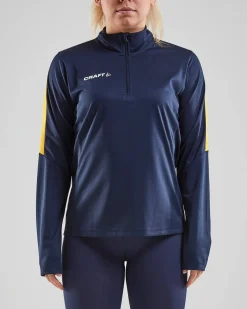Craft Sportswear Teamwear^Progress Halfzip Ls Tee W Navy/Sweden Yellow