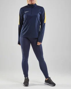 Craft Sportswear Teamwear^Progress Halfzip Ls Tee W Navy/Sweden Yellow
